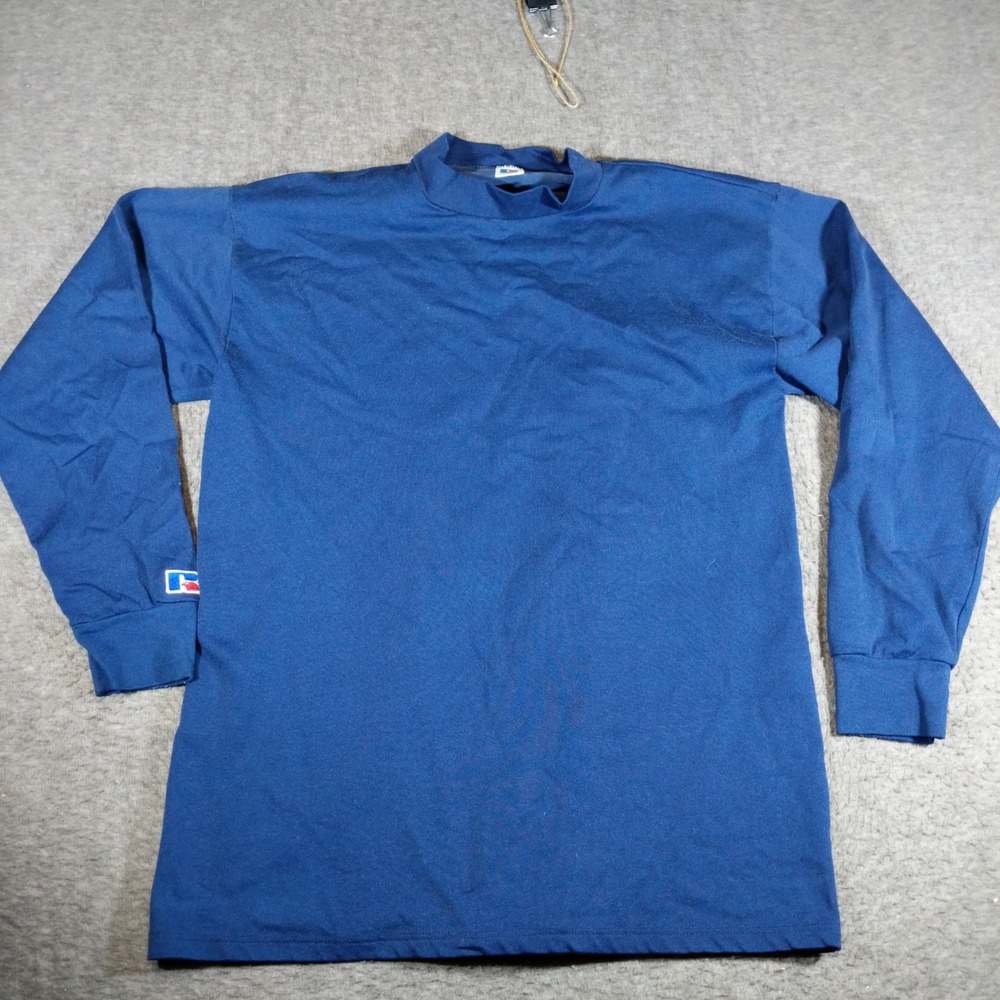 Vintage Russell Athletic Mock Neck Shirt Men XXL Runs Small Blank Long Sleeve